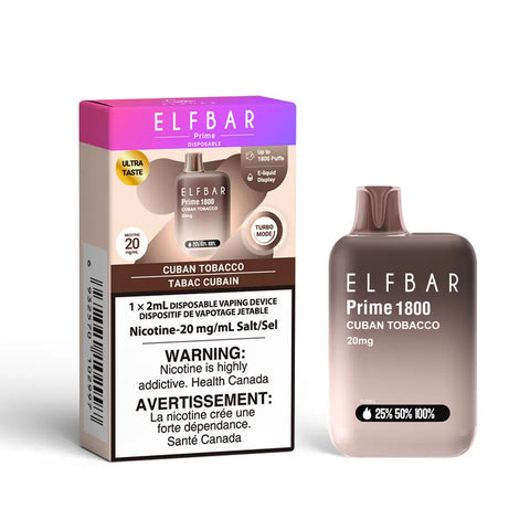 ELF Bar Prime 1800 Disposable Vape | Vape Cloud Canada Smoke Arsenal Cuban Tobacco 15.99 Vape Cloud