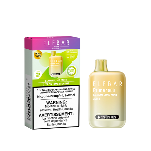 ELF Bar Prime 1800 Disposable Vape | Vape Cloud Canada Smoke Arsenal 20mg ON Tax / Lemon Lime Mint 15.99Â Vape Cloud