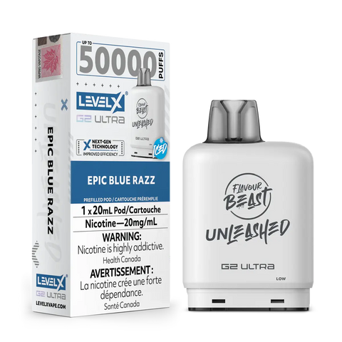 Level X Flavour Beast G2 Ultra Pod - Unleashed Vape Cloud Epic-Blue-Razz 34.99ย Vape Cloud