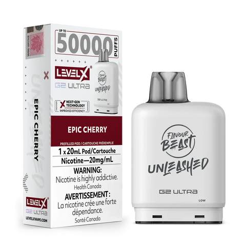 Level X Flavour Beast G2 Ultra Pod - Unleashed Vape Cloud Epic-Cherry 34.99ย Vape Cloud