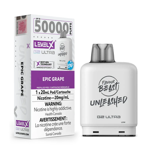 Level X Flavour Beast G2 Ultra Pod - Unleashed Vape Cloud Epic-Grape 34.99ย Vape Cloud