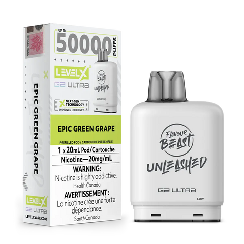 Level X Flavour Beast G2 Ultra Pod - Unleashed Vape Cloud Epic-Green-Grape 34.99ย Vape Cloud