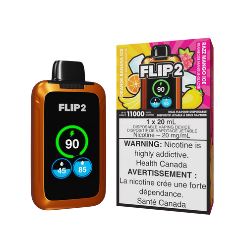 Flip 2 Dual Flavor Disposable | Vape Cloud Canada Valor 20mg ON Tax / Orange Banana Ice / Razz Mango Ice 39.50 Vape Cloud