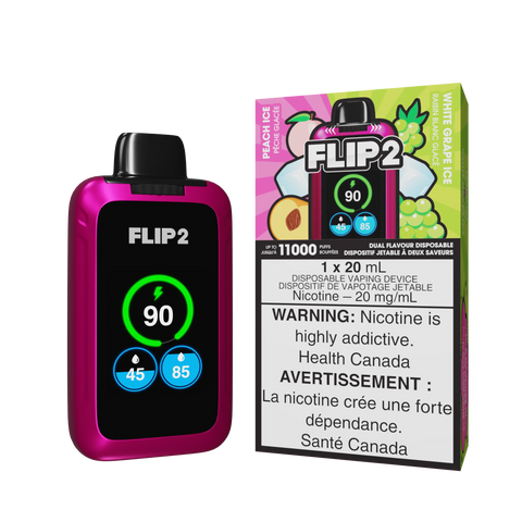 Flip 2 Dual Flavor Disposable | Vape Cloud Canada Valor 20mg ON Tax / Peach Ice / White Grape Ice 39.50 Vape Cloud