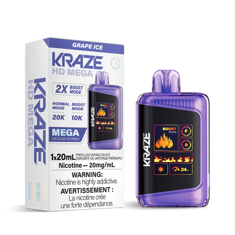 Kraze HD Mega 20k | Vape Cloud Canada Pacific Smoke 20mg ON Tax / Grape Ice 41.99 Vape Cloud