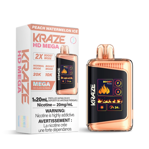 Kraze HD Mega 20k | Vape Cloud Canada Pacific Smoke 20mg ON Tax / Peach Watermelon Ice 41.99 Vape Cloud