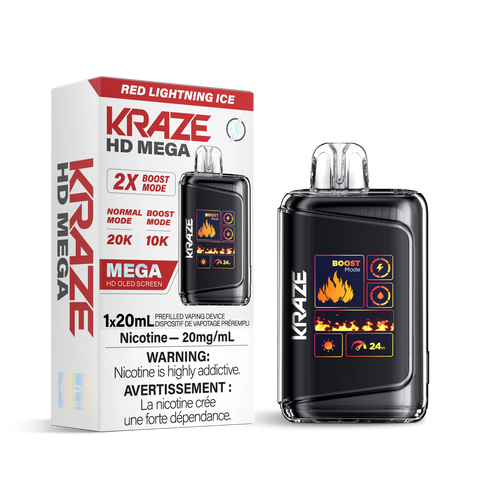 Kraze HD Mega 20k | Vape Cloud Canada Pacific Smoke 20mg ON Tax / Red Lighting Ice 41.99 Vape Cloud
