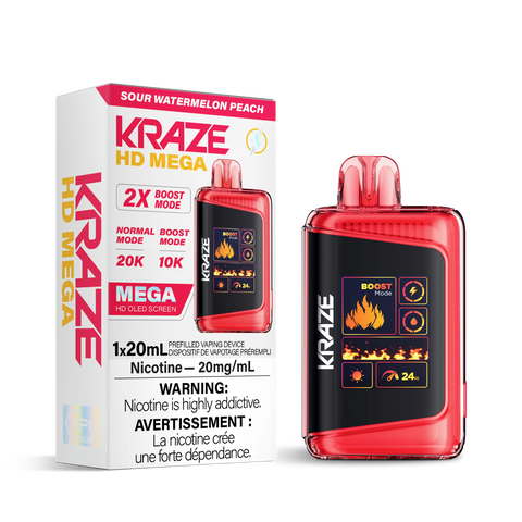 Kraze HD Mega 20k | Vape Cloud Canada Pacific Smoke 20mg ON Tax / Sour Watermelon Peach 41.99 Vape Cloud