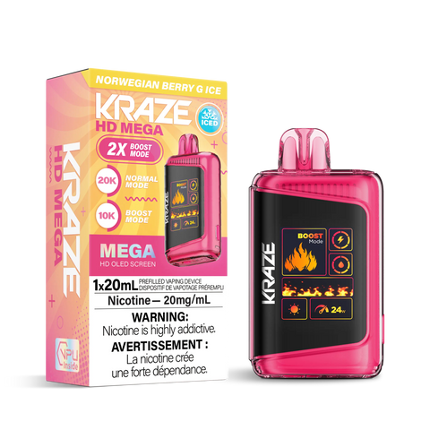 Kraze HD Mega 20k | Vape Cloud Canada Pacific Smoke 20mg ON Tax / Norwegian Berry G Ice 41.99 Vape Cloud