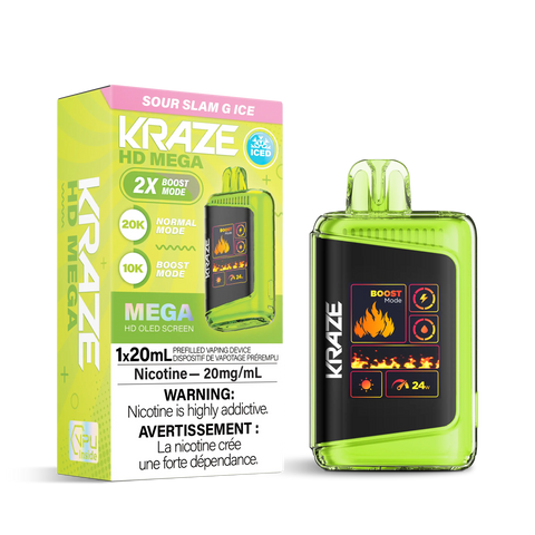 Kraze HD Mega 20k | Vape Cloud Canada Pacific Smoke 20mg ON Tax / Sour Slam G Ice 41.99 Vape Cloud