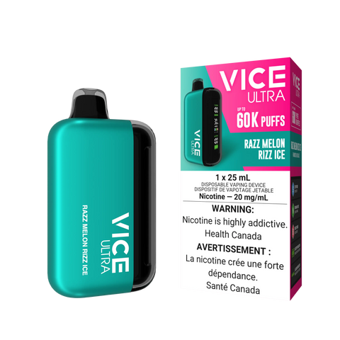Vice Ultra 60K Disposable | Vape Cloud Canada Valor 20mg ON Tax / Razz Melon Rizz Ice 38.99 Vape Cloud