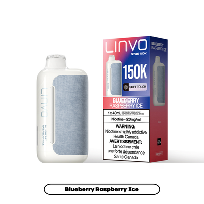 LINVO Star 150K Blueberry Raspberry Ice 20mg disposable vape with sales packaging