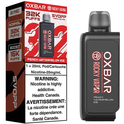 OxBar X Rocky Vapor - Svopp 32k - Peach Watermelon Ice | Vape Cloud Canada Nimbus Distro Vape Cloud