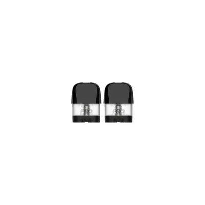 Uwell Caliburn X replacement pods by Valor, 2-pack, showing sleek, transparent vape pods with mouthpiece and filling port.