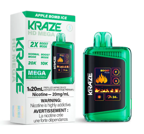 Kraze HD Mega 20k - Apple Bomb Ice | Vape Cloud Canada