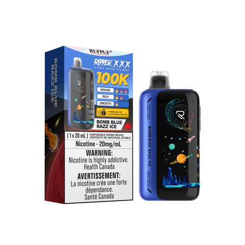 Ripper XXX - 100K Disposable GCore BOMB BLUE RAZZ ICE 51.50  Vape Cloud