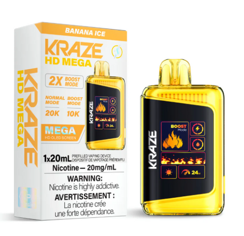 Kraze HD Mega 20k - Banana Ice | Vape Cloud Canada