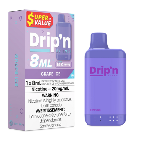 Drip'n by Envi 8ml Disposable | Vape Cloud Canada Pacific Smoke 20mg ON Tax / Grape Ice 26.99  Vape Cloud