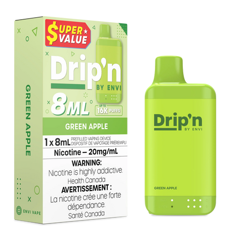 Drip'n by Envi 8ml Disposable | Vape Cloud Canada Pacific Smoke 20mg ON Tax / Green Apple 26.99  Vape Cloud