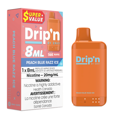 Drip'n by Envi 8ml Disposable | Vape Cloud Canada Pacific Smoke 20mg ON Tax / Peach Blue Razz Ice 26.99  Vape Cloud