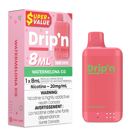 Drip'n by Envi 8ml Disposable | Vape Cloud Canada Pacific Smoke 20mg ON Tax / Watermelona CG 26.99  Vape Cloud
