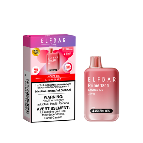 ELF Bar Prime 1800 Disposable Vape | Vape Cloud Canada Smoke Arsenal 20mg ON Tax / Lychee Ice 15.99  Vape Cloud