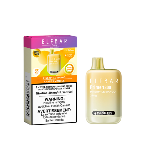 ELF Bar Prime 1800 Disposable Vape | Vape Cloud Canada Smoke Arsenal 20mg ON Tax / Pineapple Mango 15.99  Vape Cloud