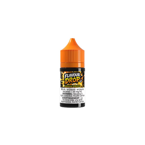 Bottle of Valor Flavour Drop Salt Nic E-Liquid in 30mL with banana breeze flavor, featuring bright packaging and label.