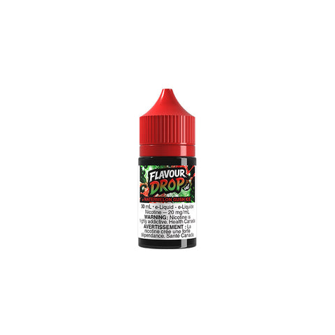 Valor Flavour Drop Salt Nic E-Liquid 30mL with Watermelon Gush and Ice flavor, featuring a vibrant watermelon and icy theme.