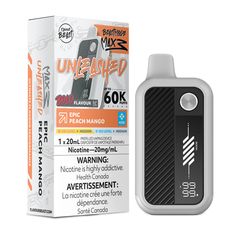 Pacific Smoke Flavour Beast Beast Mode Max 3 disposable vape with Epic Peach Mango flavor, 20mg nicotine, sleek design.