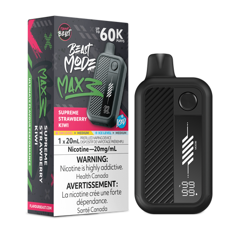 Pacific Smoke Flavour Beast Beast Mode Max 3 disposable vape with Supreme Strawberry Kiwi flavor and 20mg nicotine.