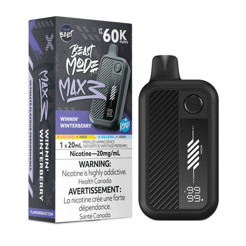 Disposables vape device from Pacific Smoke's Flavour Beast Beast Mode Max 3 in Winterberry flavor with 20mg nicotine.