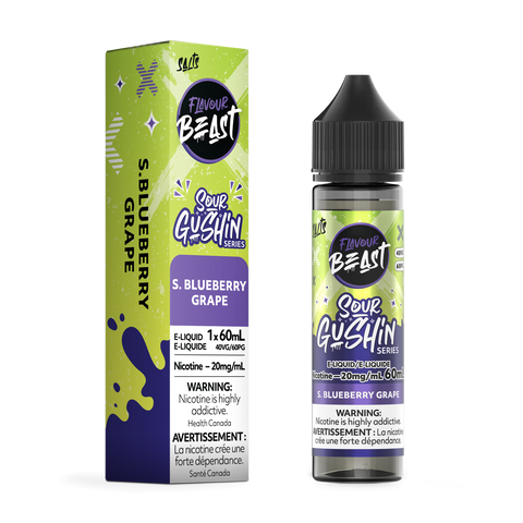 Pacific Smoke Flavour Beast E-Liquid Gushin 60ml bottle featuring blueberry and grape flavor with 20mg nicotine strength.