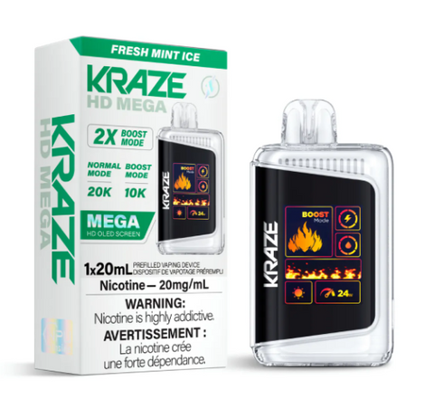 Kraze HD Mega 20k - Fresh Mint Ice | Vape Cloud Canada