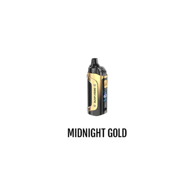 GeekVape Boost 3 vaporizer starter kit in midnight gold, featuring a compact design and sleek metallic finish.