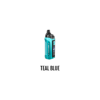 GeekVape Boost 3 starter kit vaporizer in teal blue, showcasing the compact device with its sleek design and included accessories.