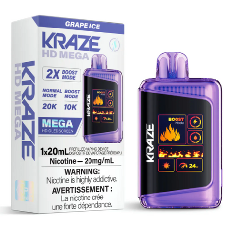 Kraze HD Mega 20k - Grape Ice | Vape Cloud Canada