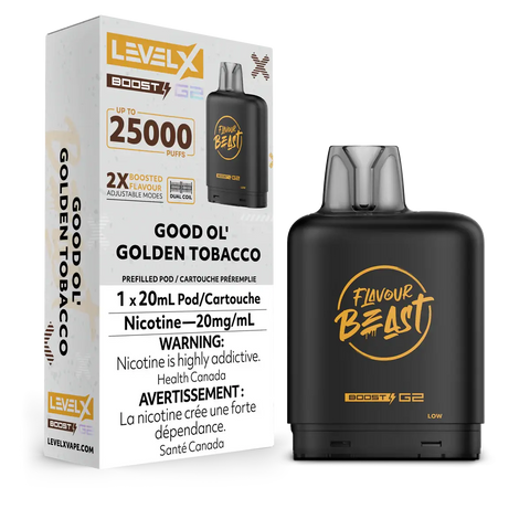 Level X G2 Boost 25K - *ONLINE CLEARANCE SALE ONLY* Pacific Smoke Good Ol’ Golden Tobacco 21.99  Vape Cloud