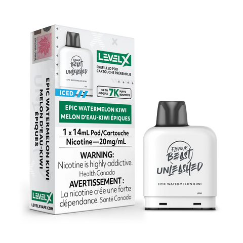 Level X 7k - Flavour Beast & Drip'n Premium *ONLINE ONLY CLEARANCE* Pacific Smoke 20mg Unleashed / Epic Watermelon Kiwi Iced 11.99  Vape Cloud