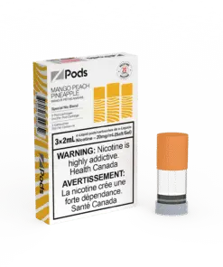 Z Land Z Pods pre-filled vape pods in Mango Peach Pineapple flavor with colorful packaging and vibrant fruit illustrations.