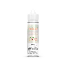 Bottle of Valor Naked100 Original Peach e-liquid in 60ml size, showcasing the vape juice with peach flavor and clear packaging.