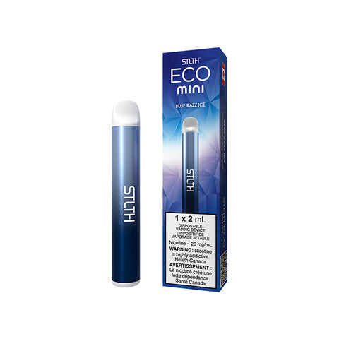 Blue STLTH Eco Mini disposable vape by Valor with Razz Ice flavor, compact design, and sleek appearance.