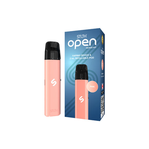 Valor STLTH Open Device Kit CRC in pink, a vape kit with sleek design and adjustable settings for customizable vaping.