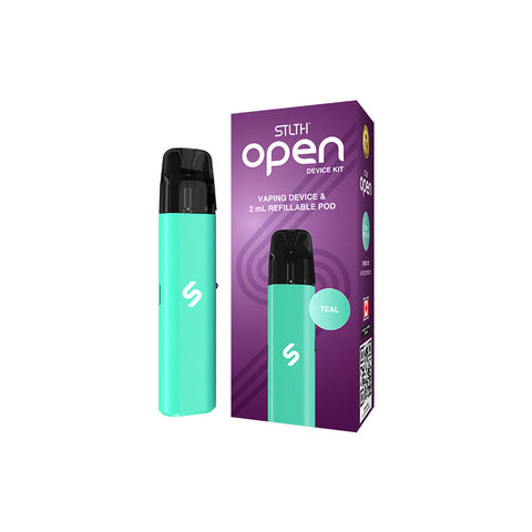 Valor STLTH Open Device Kit in teal, a vape kit featuring a sleek design with open system for customizable vaping.