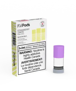 Z Land Strawberry Lemon pre-filled vape pod for Z Pods, featuring fresh strawberry and lemon flavor, against a neutral background.