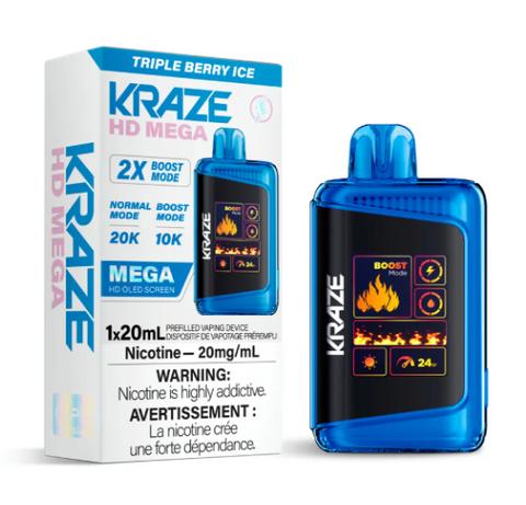 Kraze HD Mega 20k - Triple Berry Ice | Vape Cloud Canada