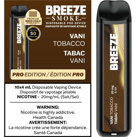Breeze Pro Disposable *ONLINE CLEARANCE SALE ONLY* Vape Cloud Vanilla Tobacco 9.99  Vape Cloud