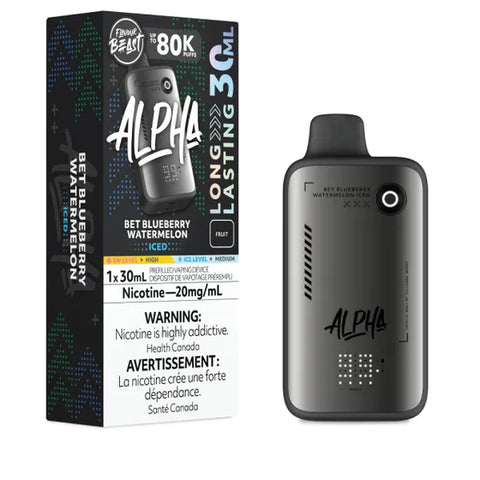 Pacific Smoke Flavour Beast Alpha 80K disposable vape in blue blueberry watermelon flavor with sleek design and vibrant colors.