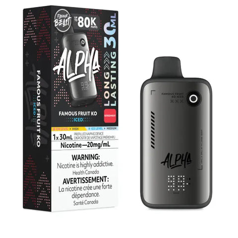 Pacific Smoke Flavour Beast Alpha 80K disposable vape device with a sleek design and vibrant fruit flavor branding.