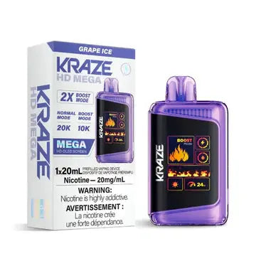 Kraze HD 7K Disposable Vape *ONLINE CLEARANCE SALE ONLY* Pacific Smoke Grape-Ice 22.00  Vape Cloud